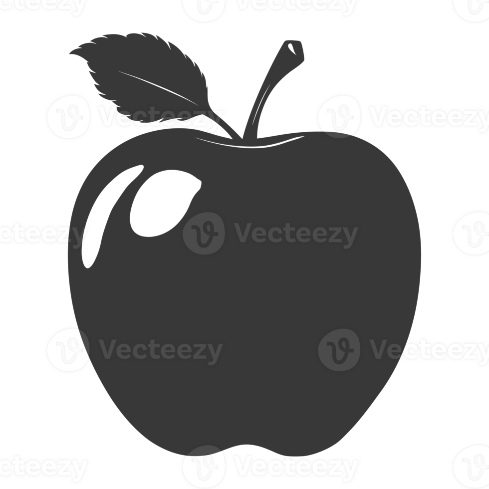 AI generated Silhouette Apple Fruit black color only png