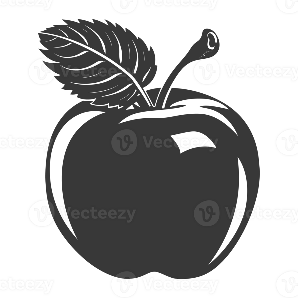 AI generated Silhouette Apple Fruit black color only png