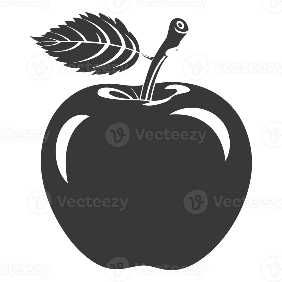 AI generated Silhouette Apple Fruit black color only png