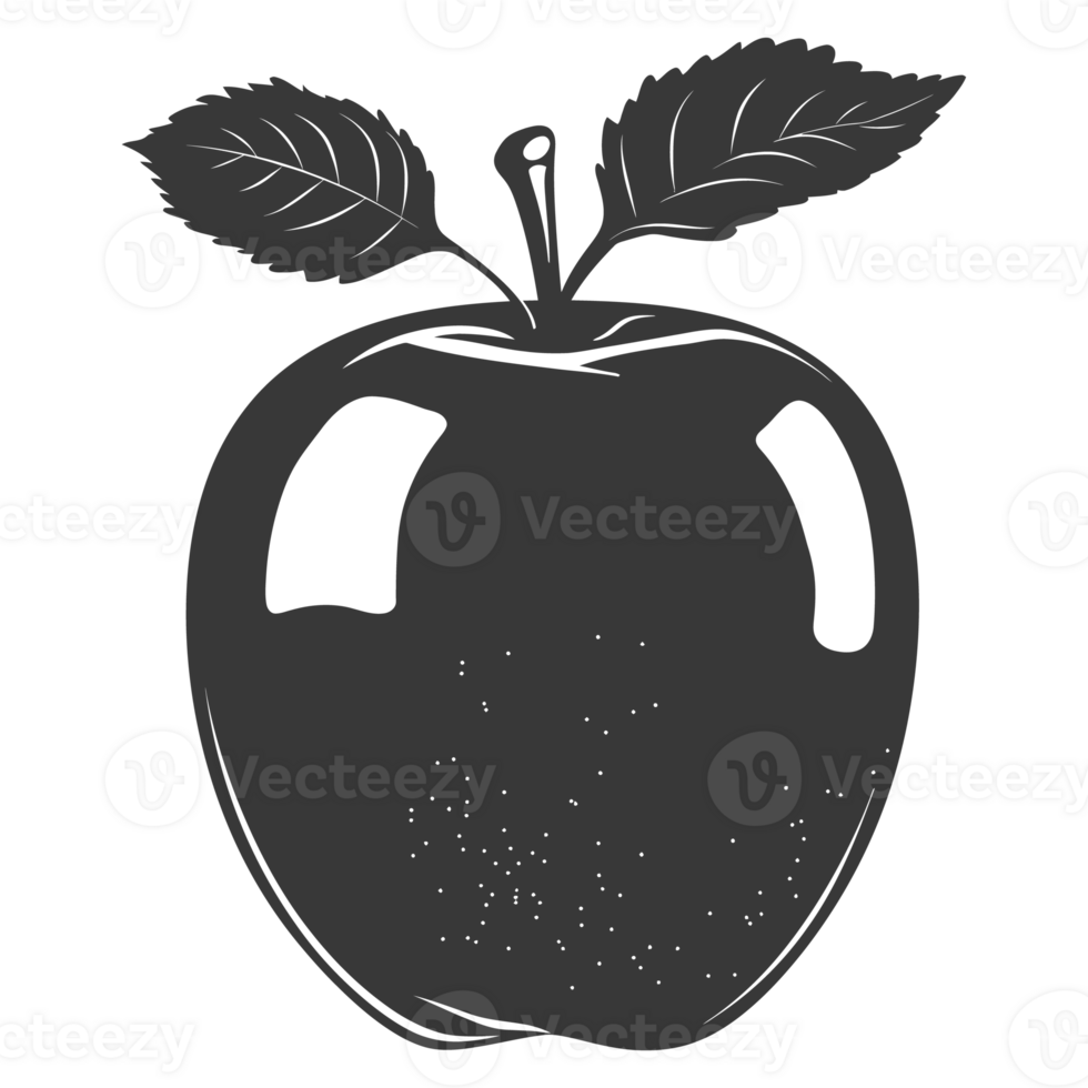 AI generated Silhouette Apple Fruit black color only png