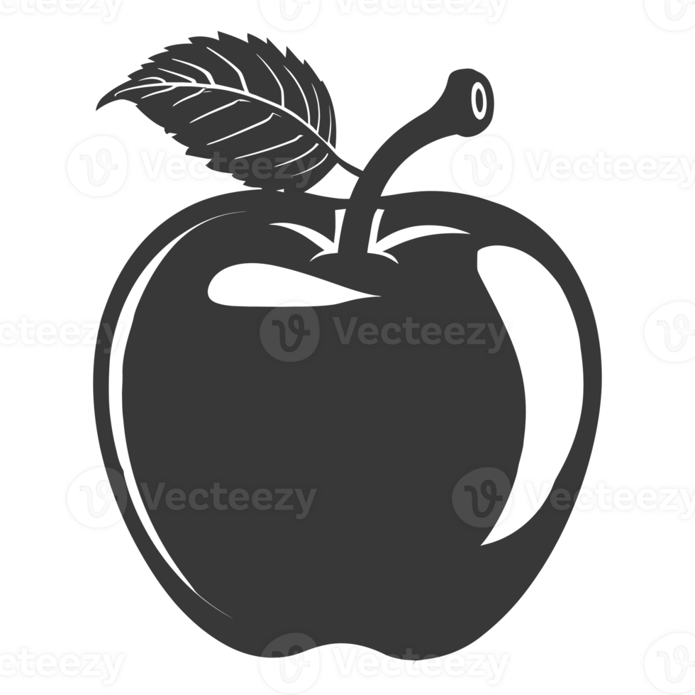 AI generated Silhouette Apple Fruit black color only png