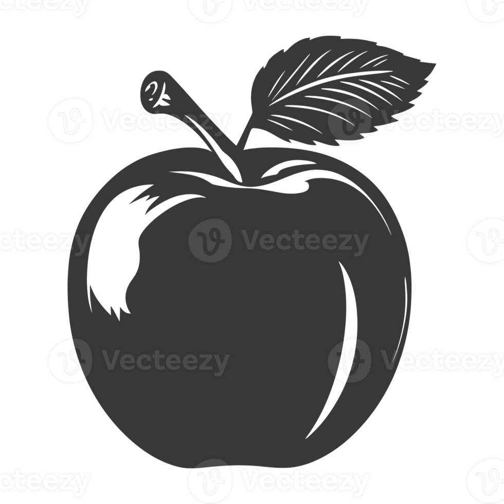 AI generated Silhouette Apple Fruit black color only png
