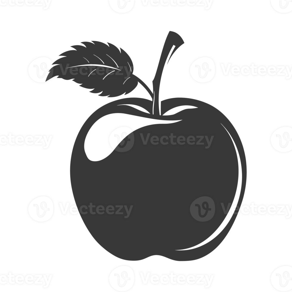 AI generated Silhouette Apple Fruit black color only png