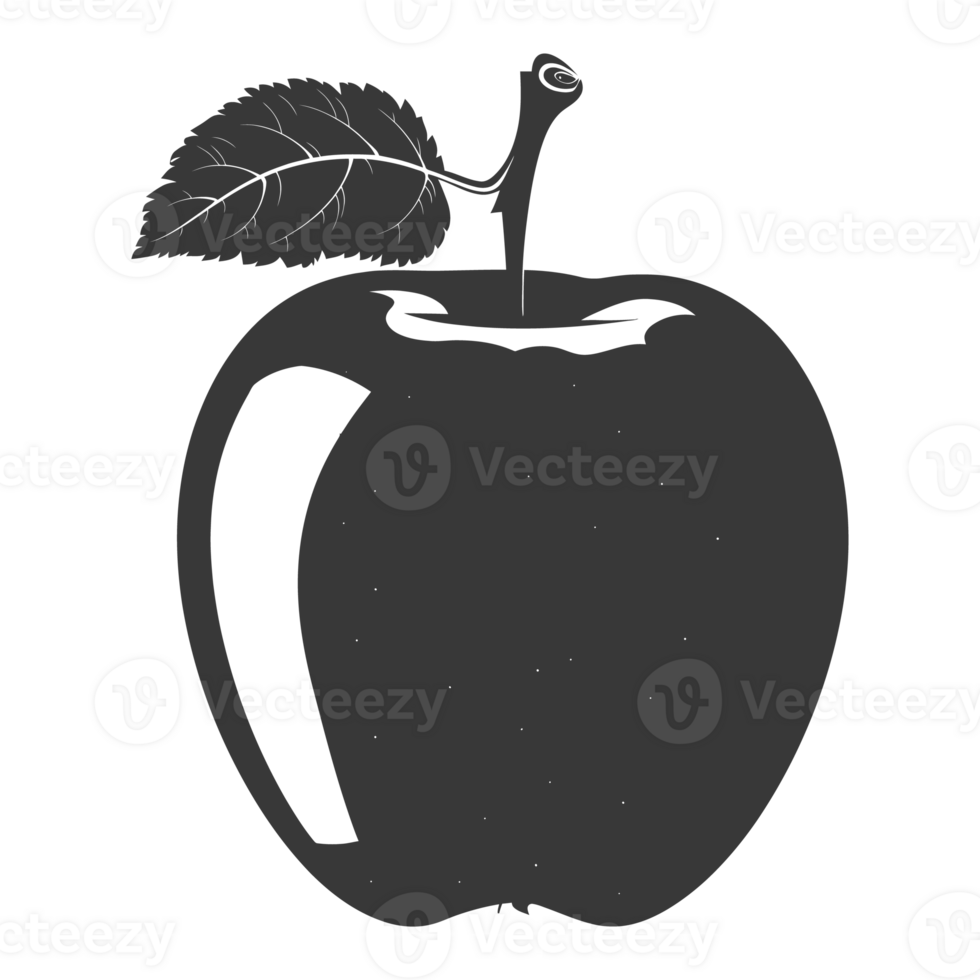 AI generated Silhouette Apple Fruit black color only png