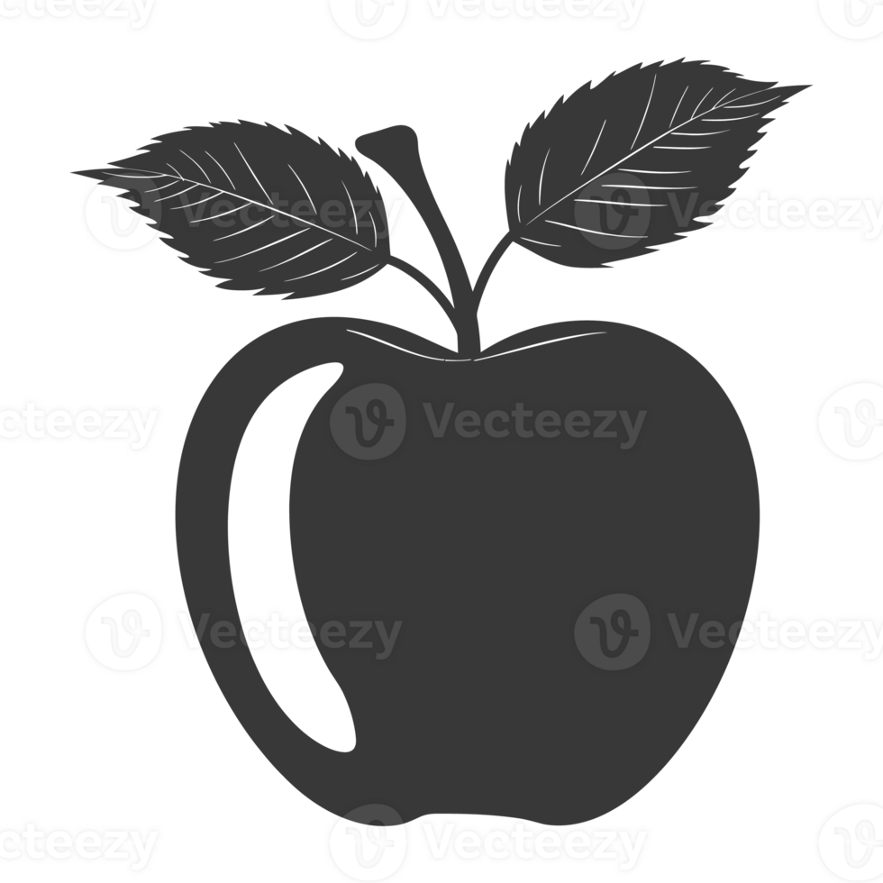 AI generated Silhouette Apple Fruit black color only png