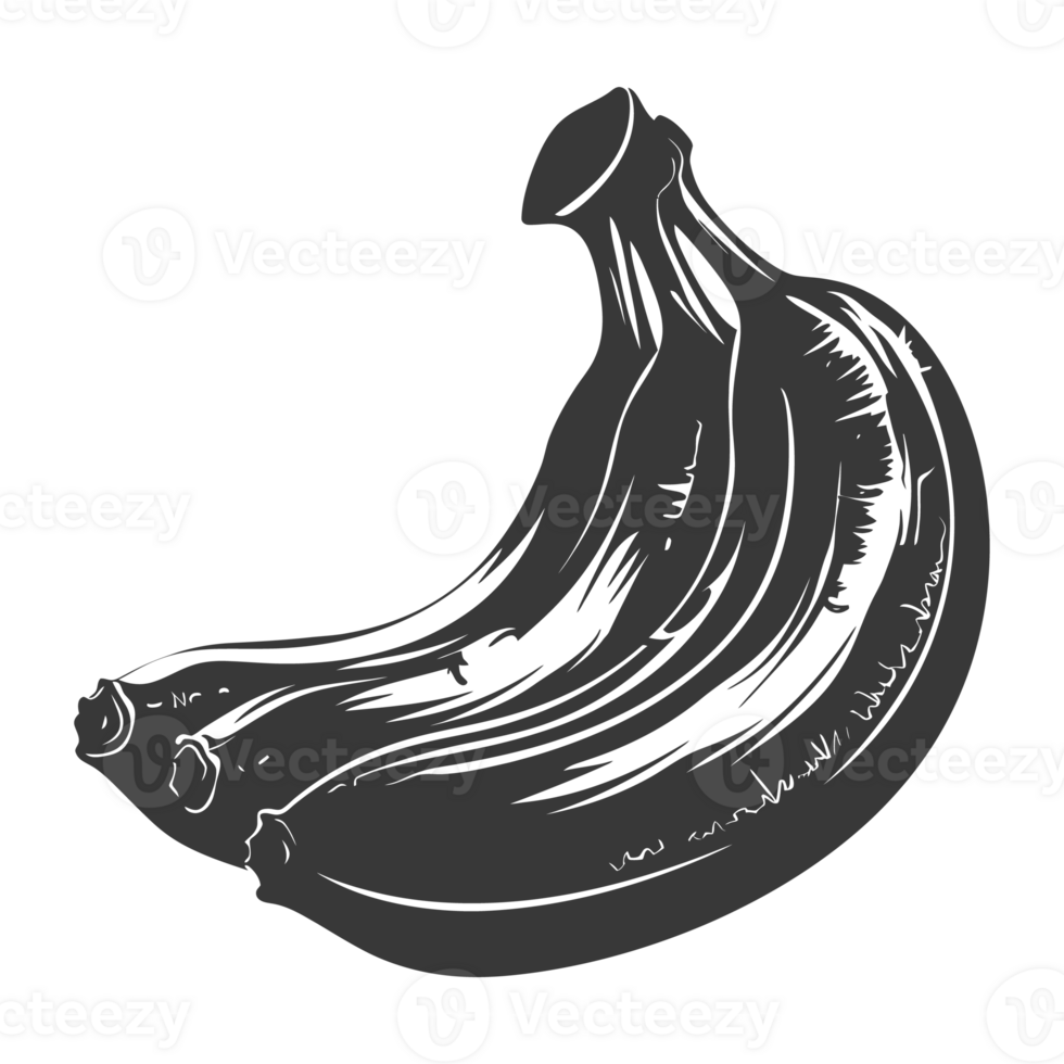 AI generated Silhouette Banana Fruit black color only png