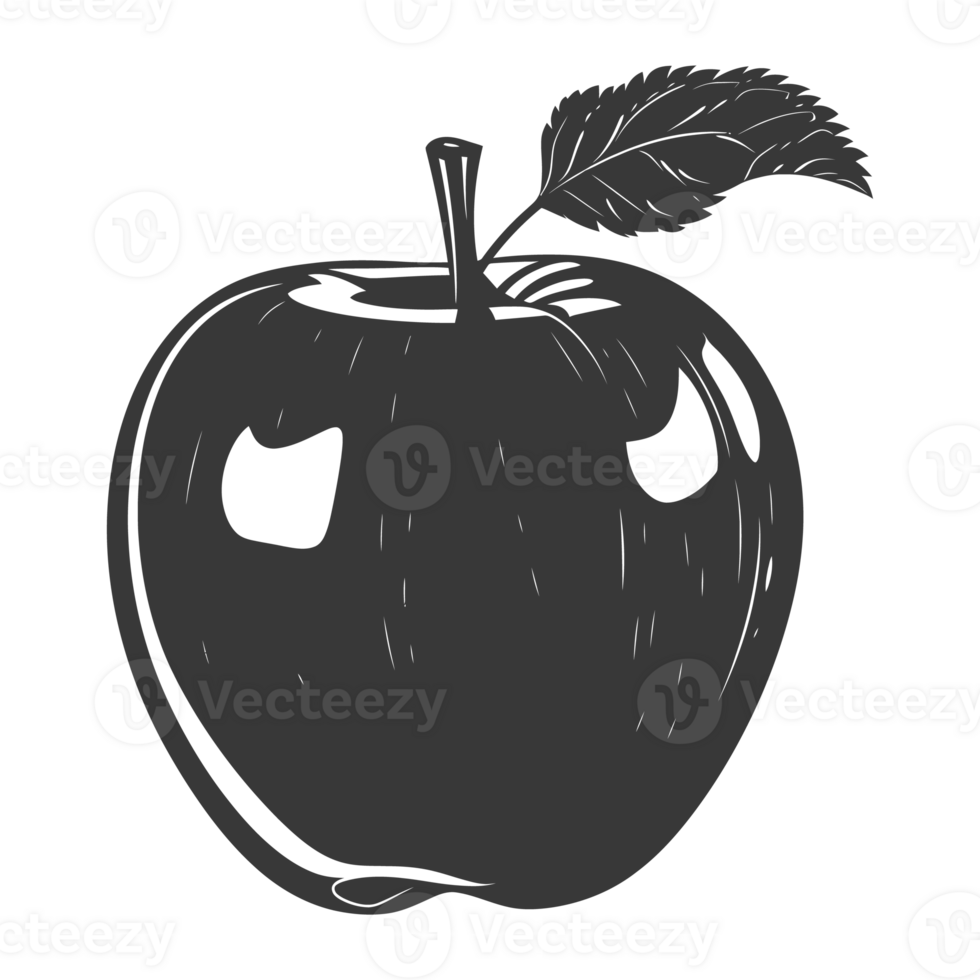 AI generated Silhouette Apple Fruit black color only png