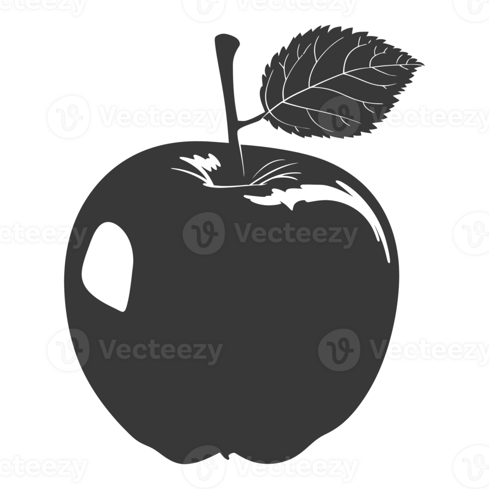 AI generated Silhouette Apple Fruit black color only png