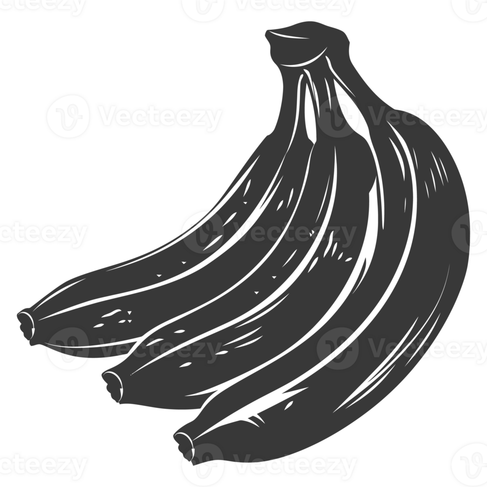 AI generated Silhouette Banana Fruit black color only png
