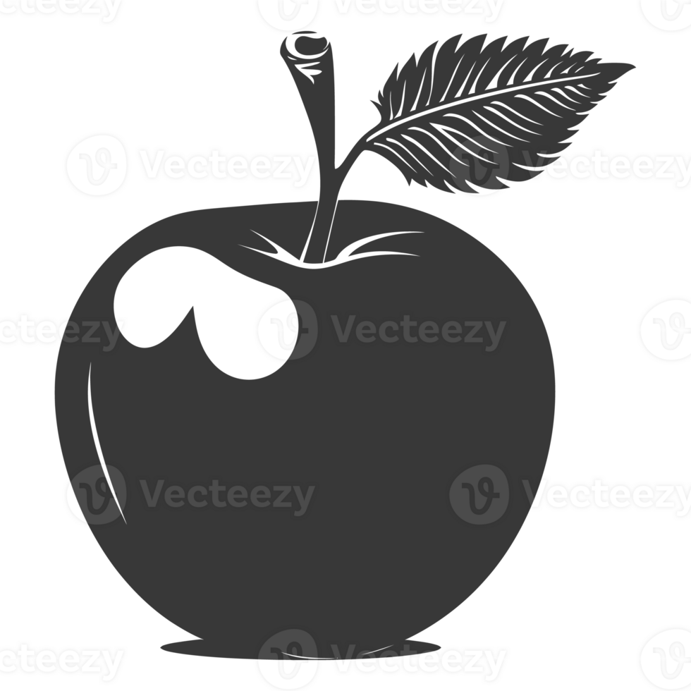 AI generated Silhouette Apple Fruit black color only png
