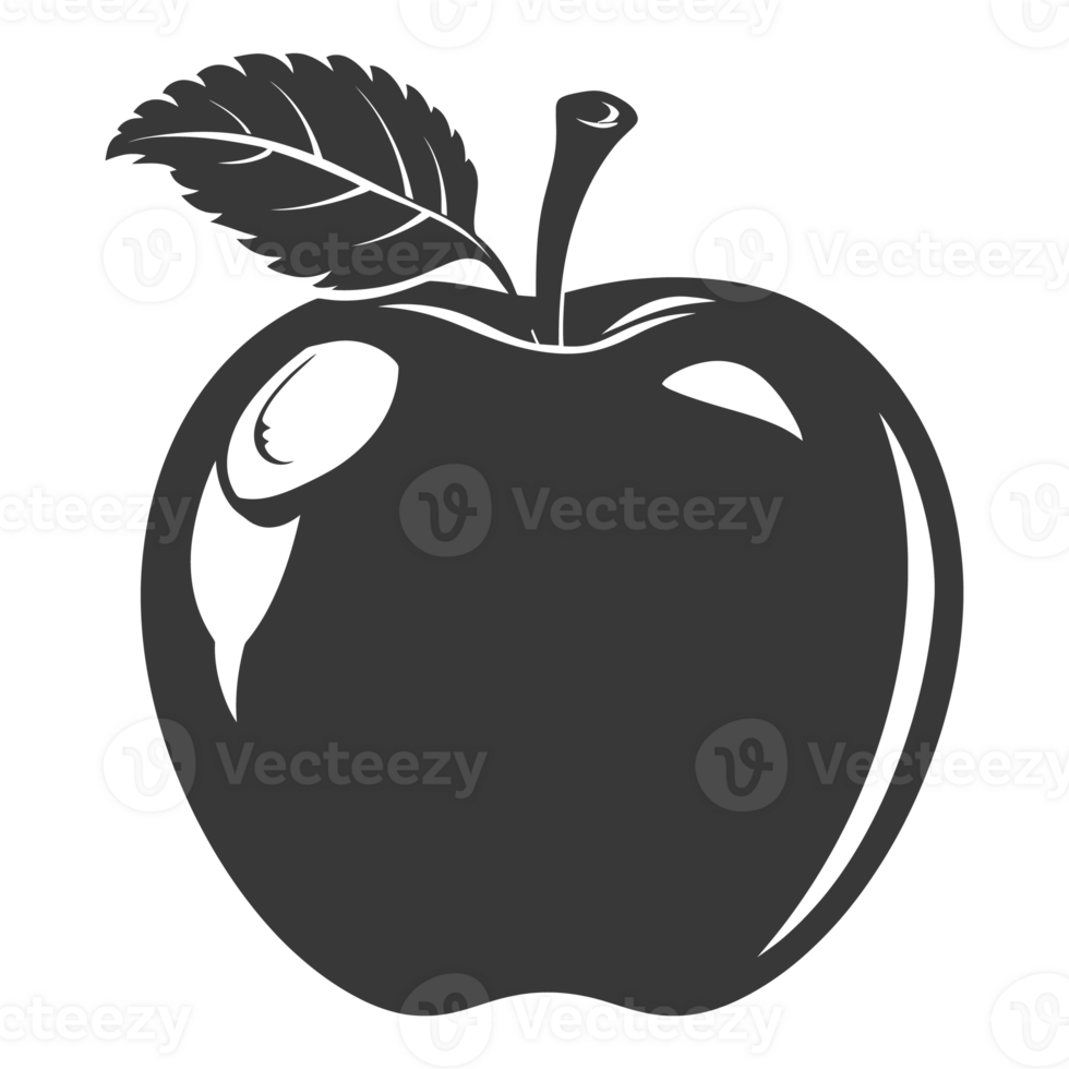 AI generated Silhouette Apple Fruit black color only png
