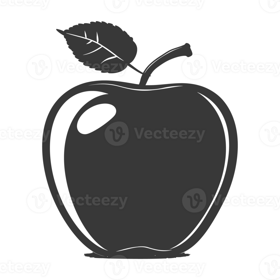 AI generated Silhouette Apple Fruit black color only png