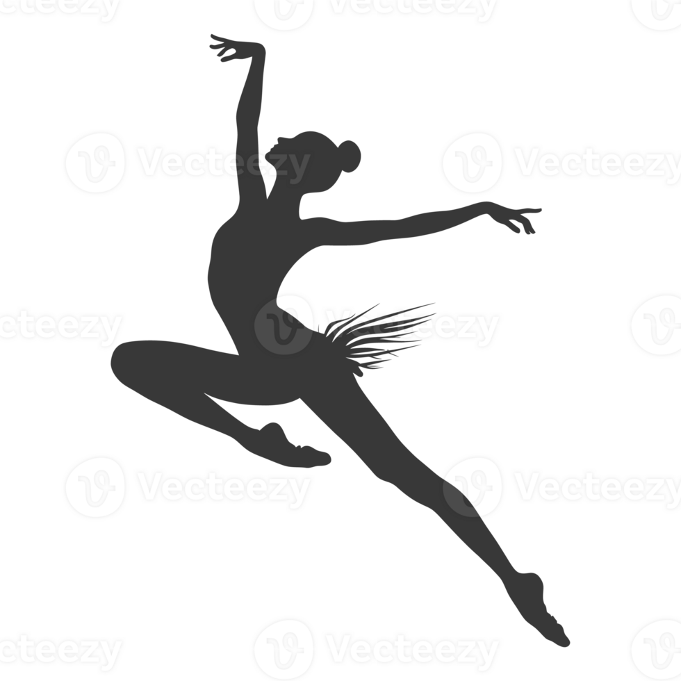 AI generated Silhouette ballerina in action black color only full body png