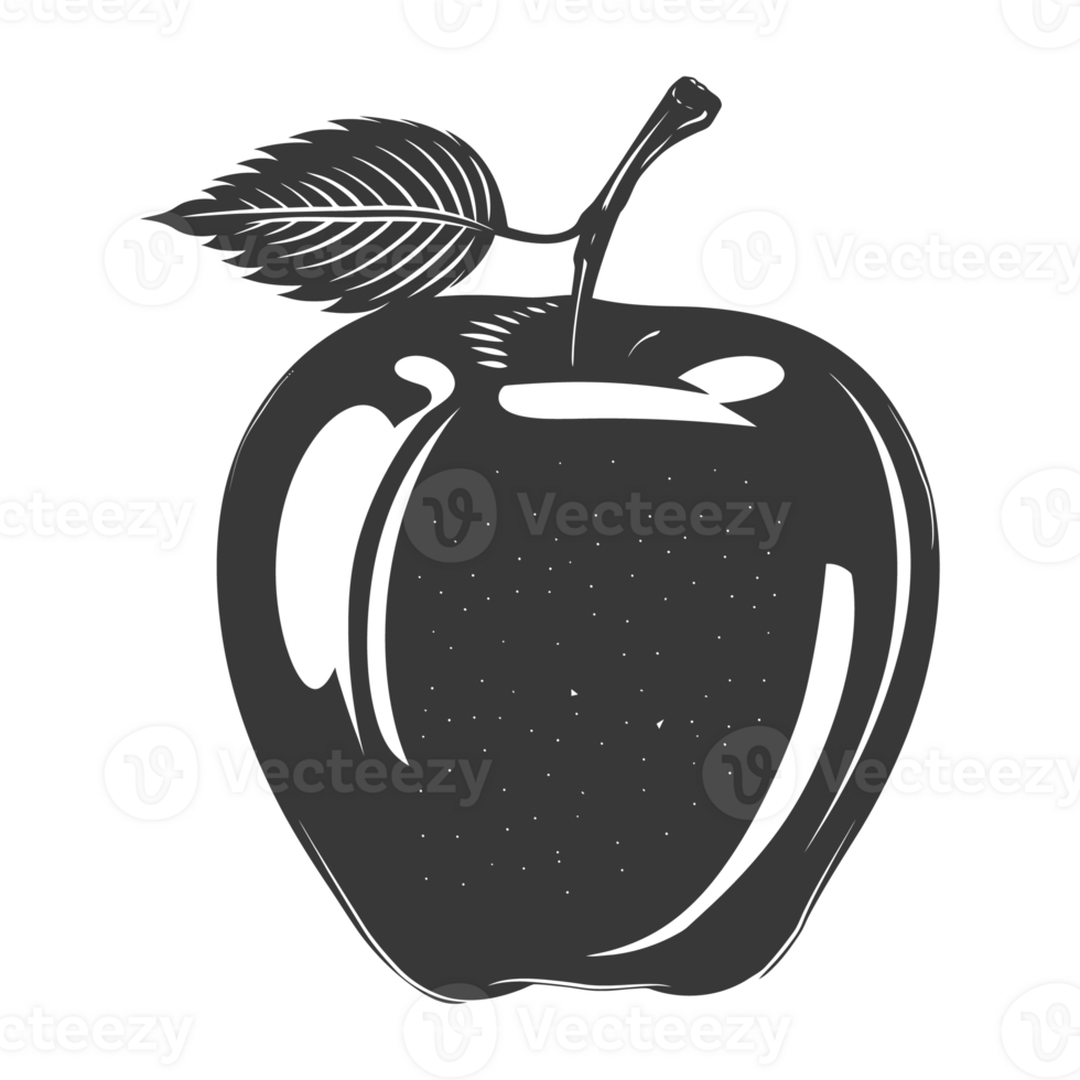 AI generated Silhouette Apple Fruit black color only png
