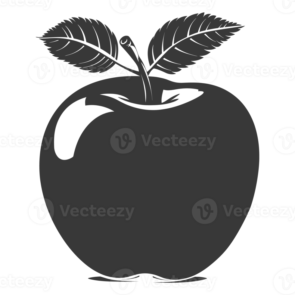 AI generated Silhouette Apple Fruit black color only png