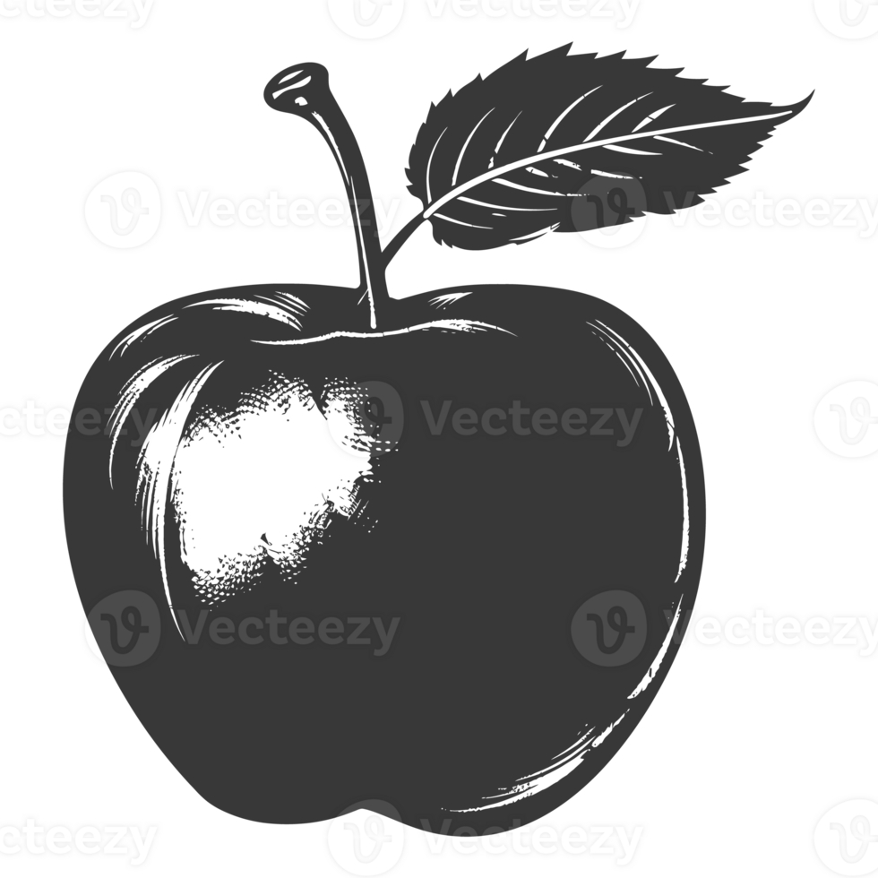 AI generated Silhouette Apple Fruit black color only png