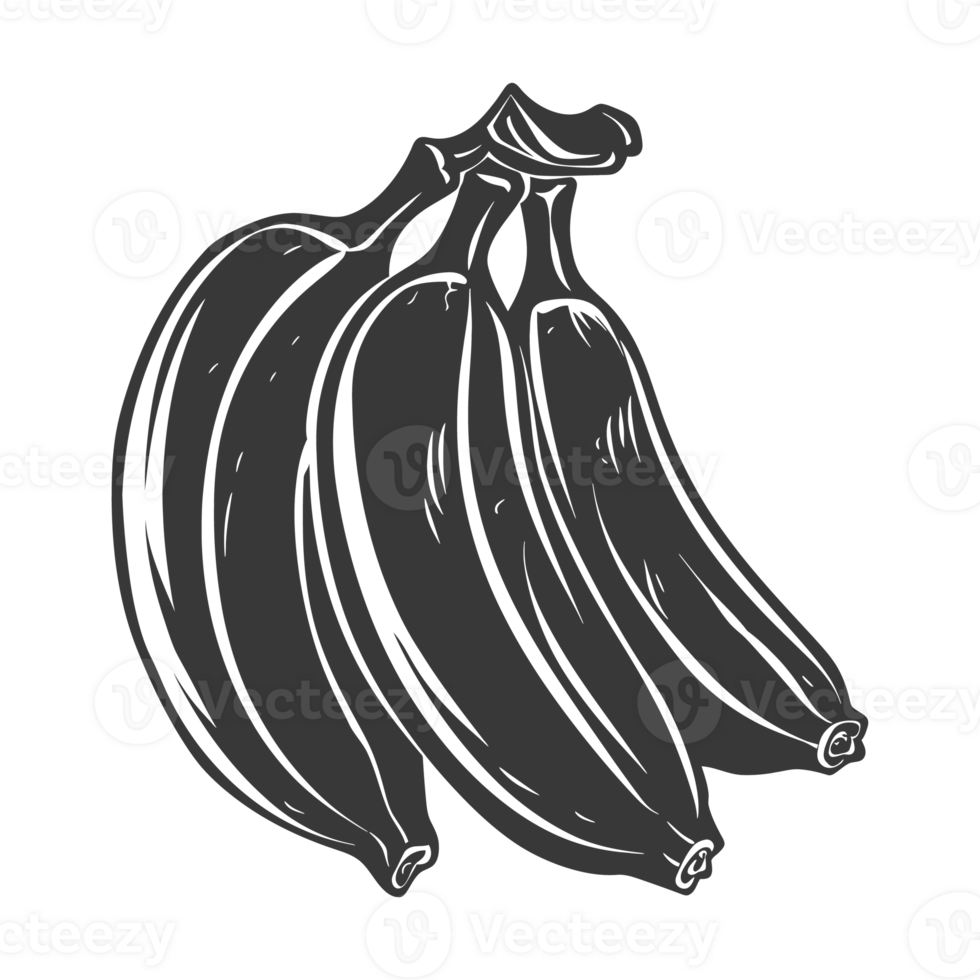 AI generated Silhouette Banana Fruit black color only png
