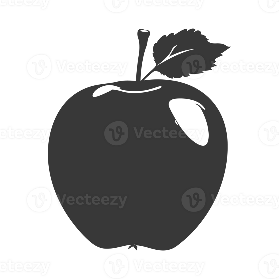 AI generated Silhouette Apple Fruit black color only png