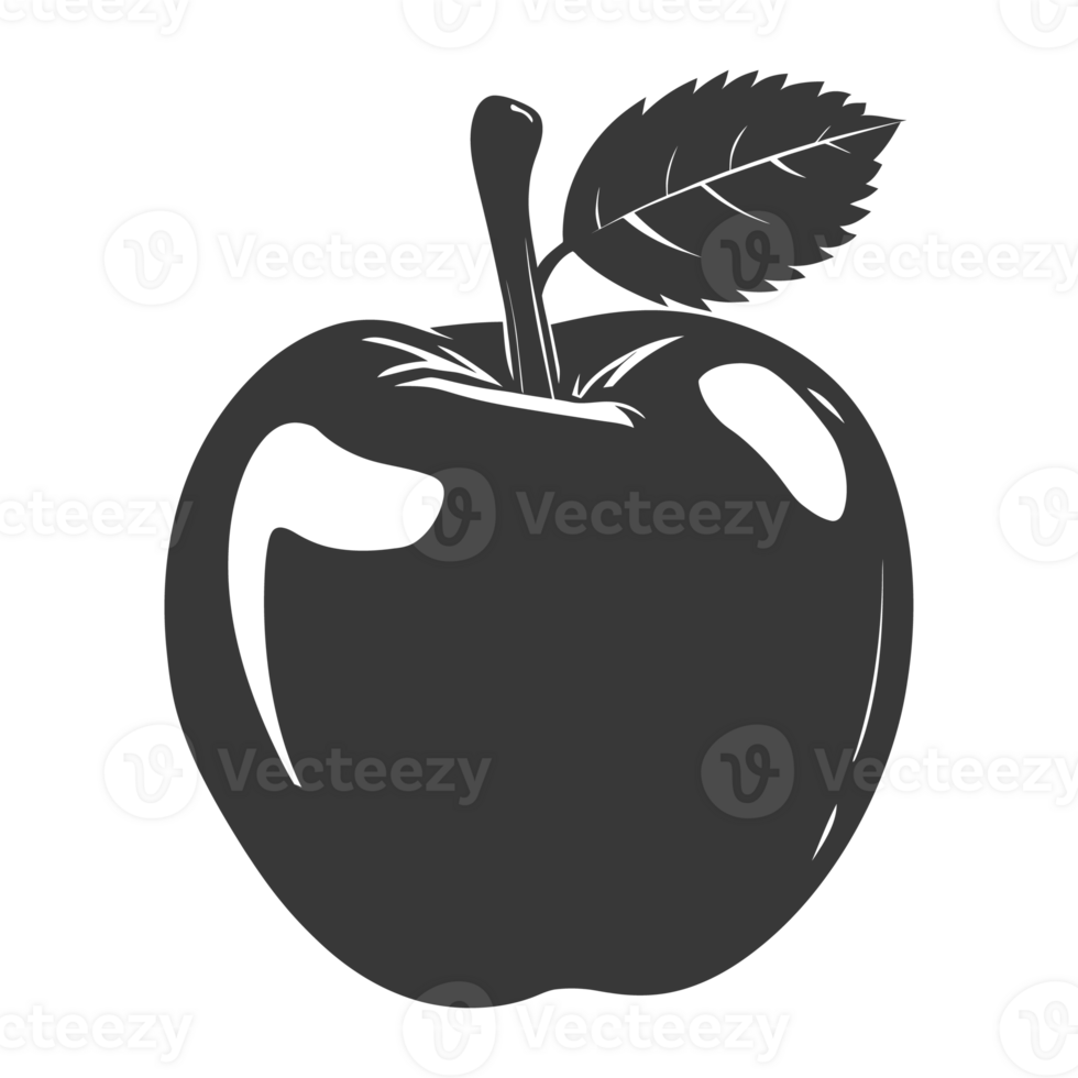 AI generated Silhouette Apple Fruit black color only png