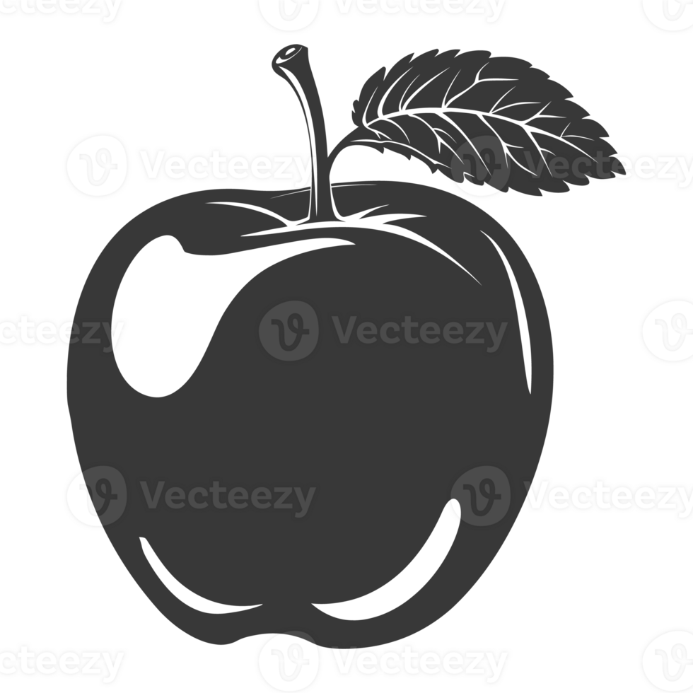 AI generated Silhouette Apple Fruit black color only png