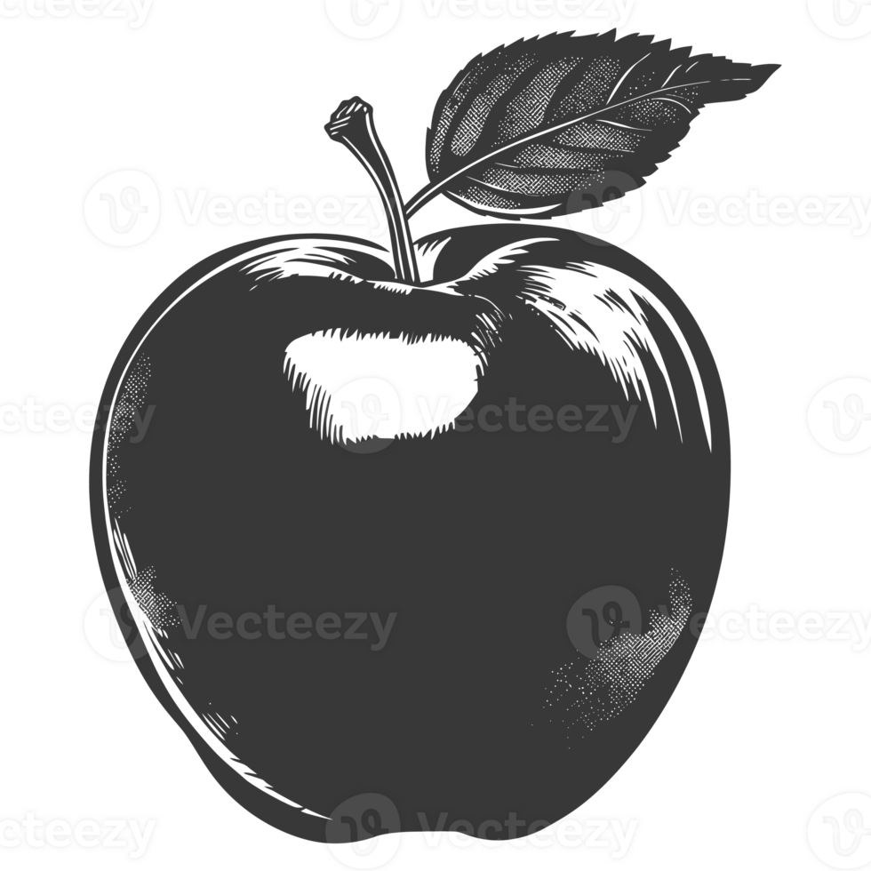 AI generated Silhouette Apple Fruit black color only png
