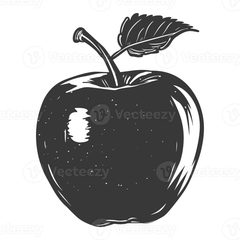 AI generated Silhouette Apple Fruit black color only png