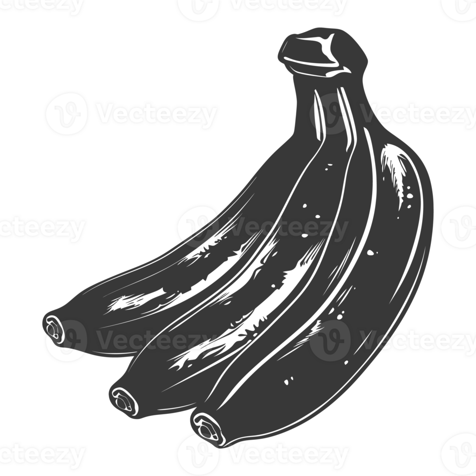 AI generated Silhouette Banana Fruit black color only png
