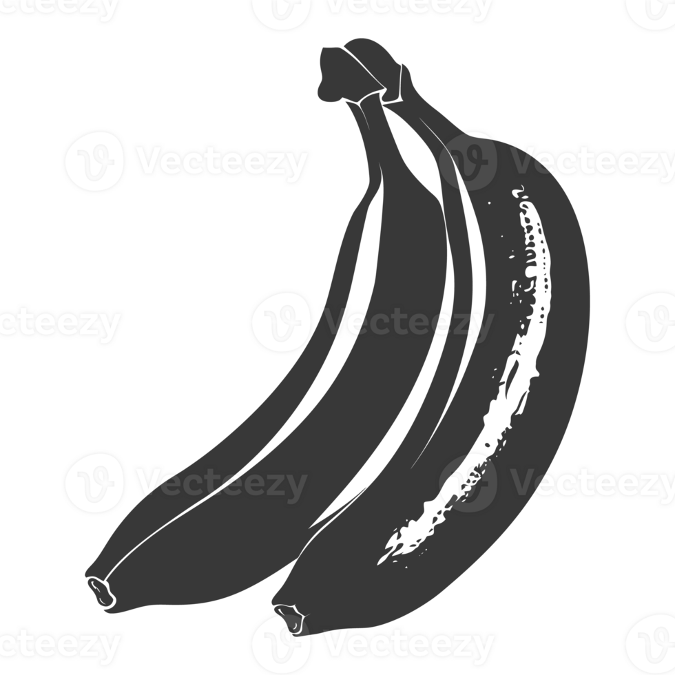 AI generated Silhouette Banana Fruit black color only png