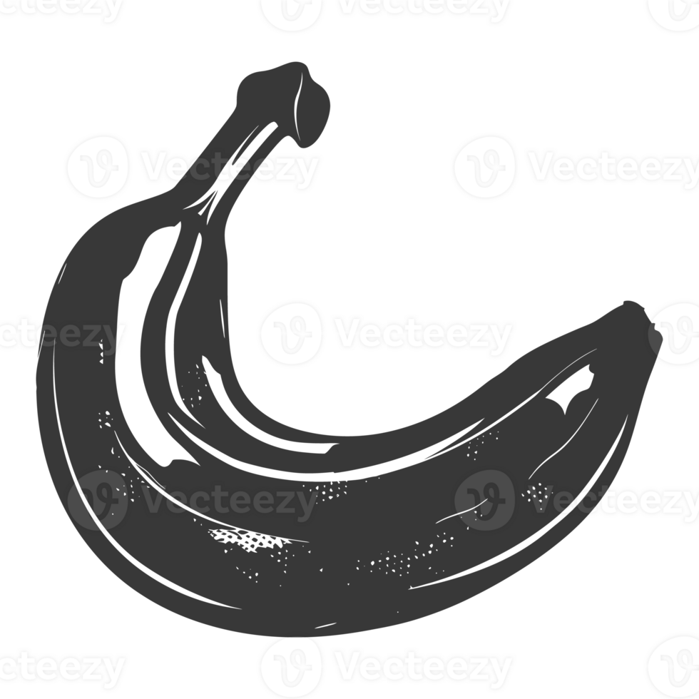AI generated Silhouette Banana Fruit black color only png