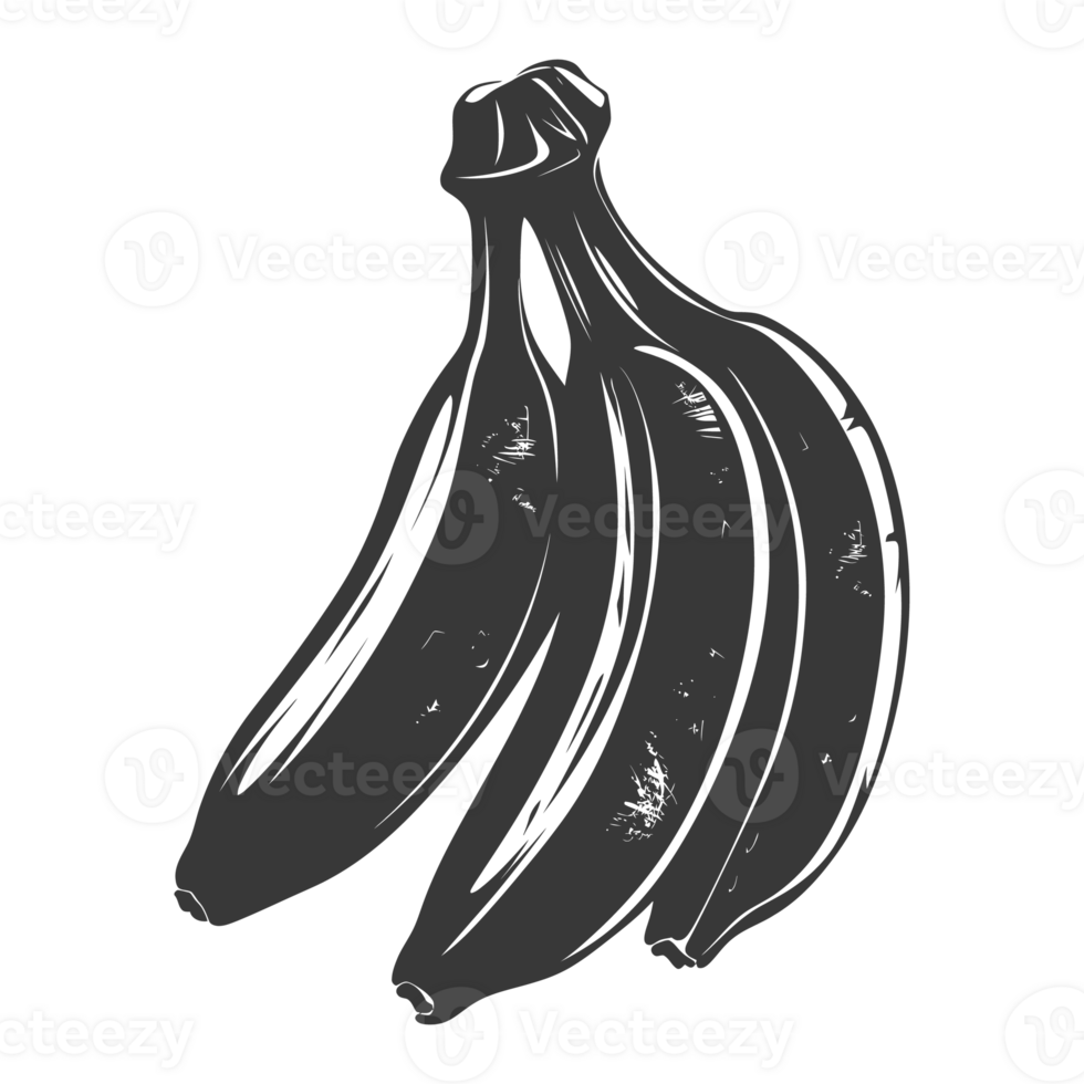 AI generated Silhouette Banana Fruit black color only png