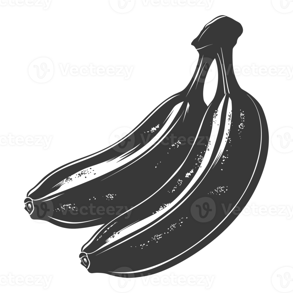 AI generated Silhouette Banana Fruit black color only png
