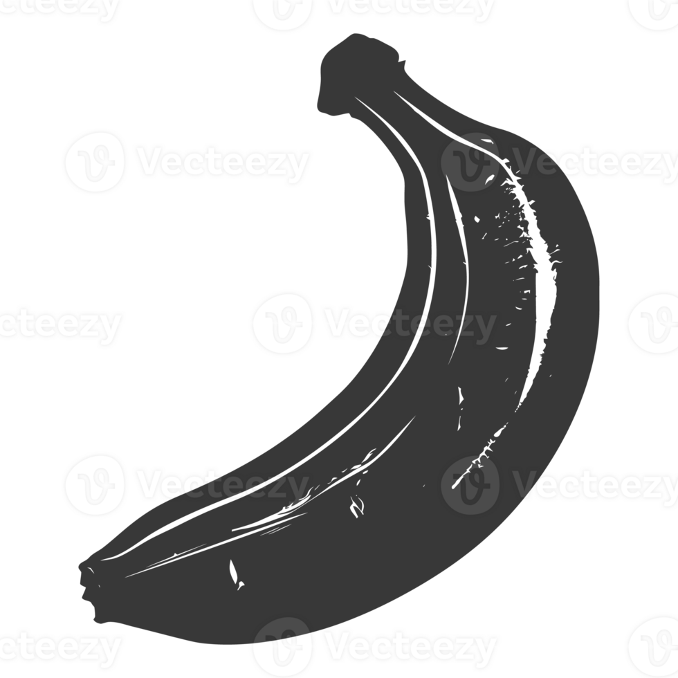 AI generated Silhouette Banana Fruit black color only png