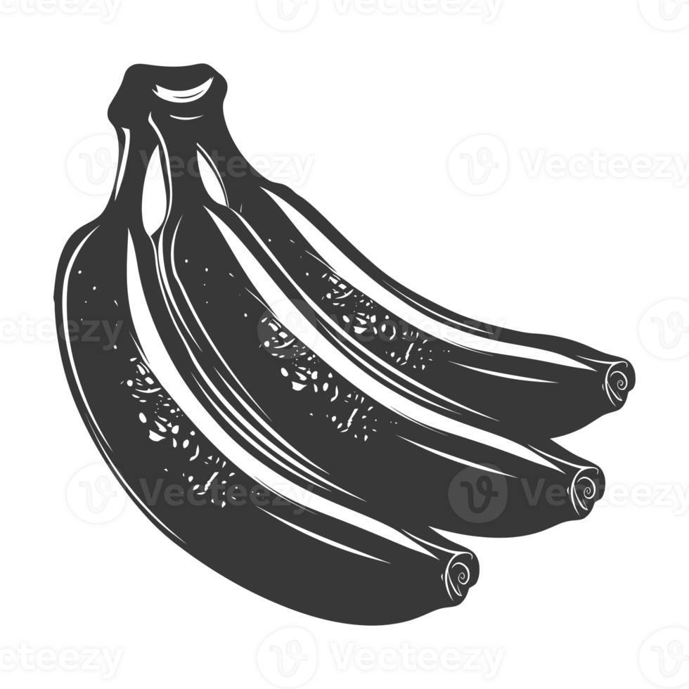 AI generated Silhouette Banana Fruit black color only png