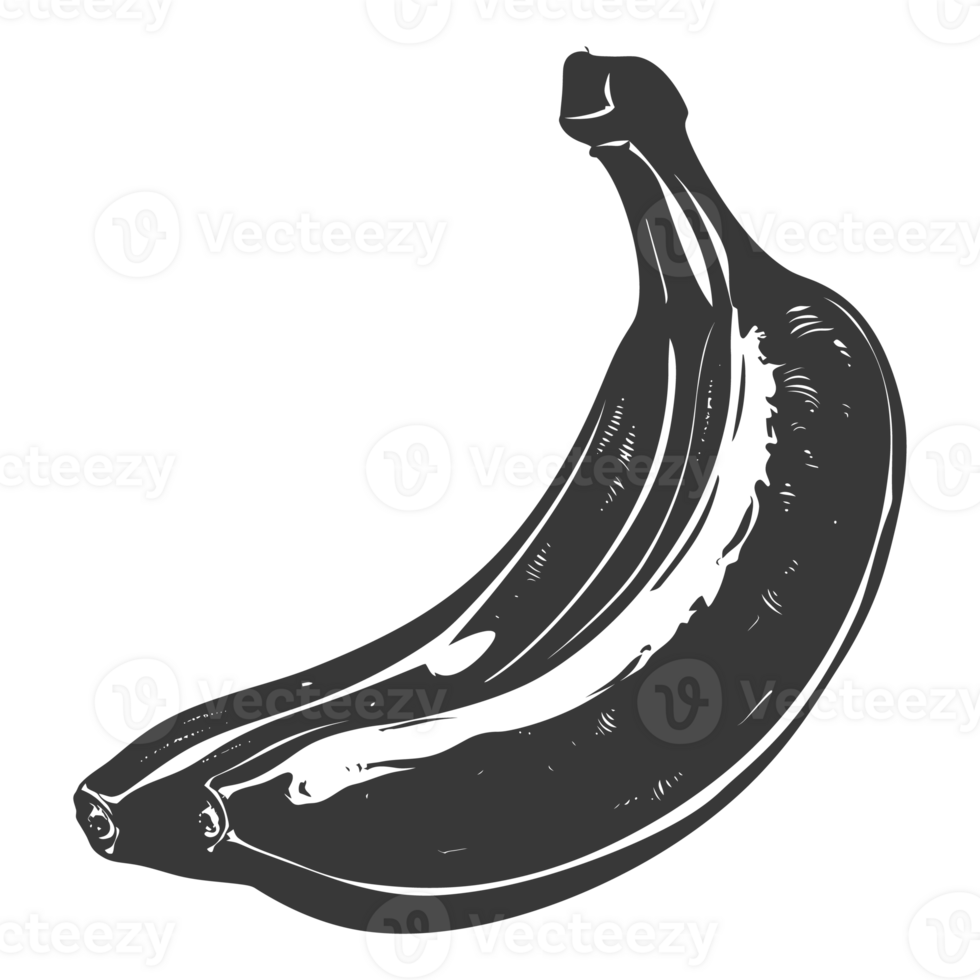 AI generated Silhouette Banana Fruit black color only png