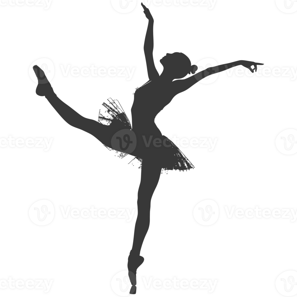 AI generated Silhouette ballerina in action black color only full body png