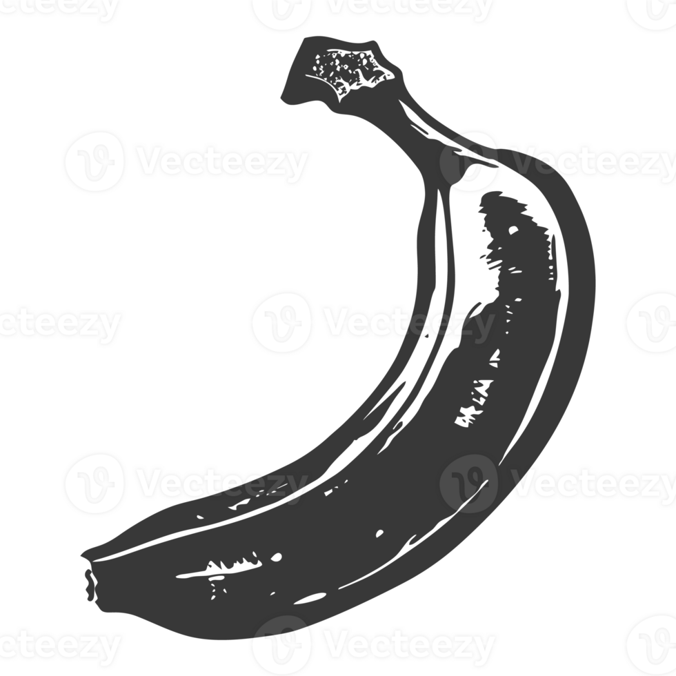 AI generated Silhouette Banana Fruit black color only png