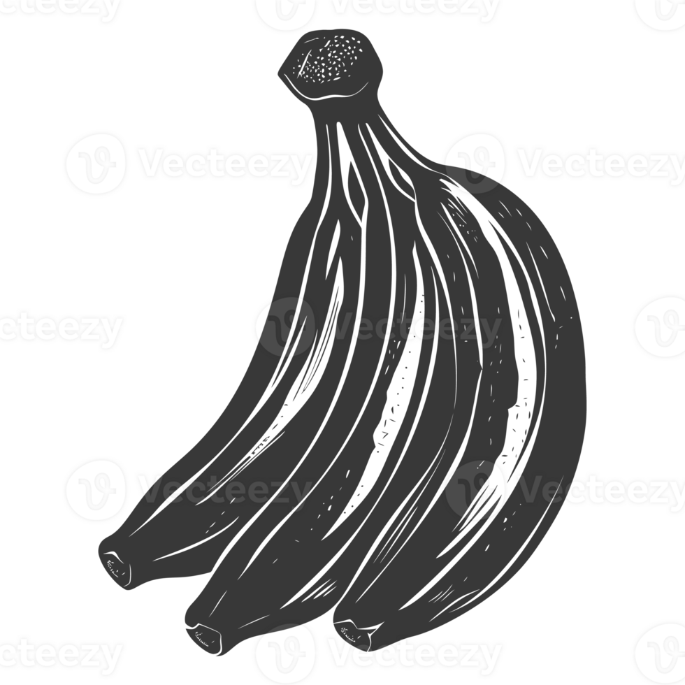 AI generated Silhouette Banana Fruit black color only png