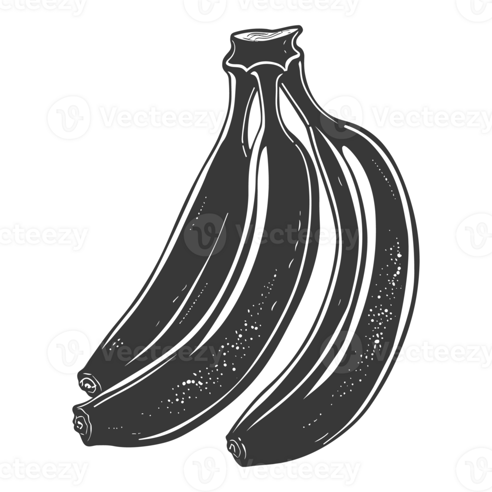 AI generated Silhouette Banana Fruit black color only png