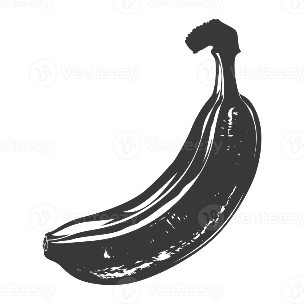 AI generated Silhouette Banana Fruit black color only png