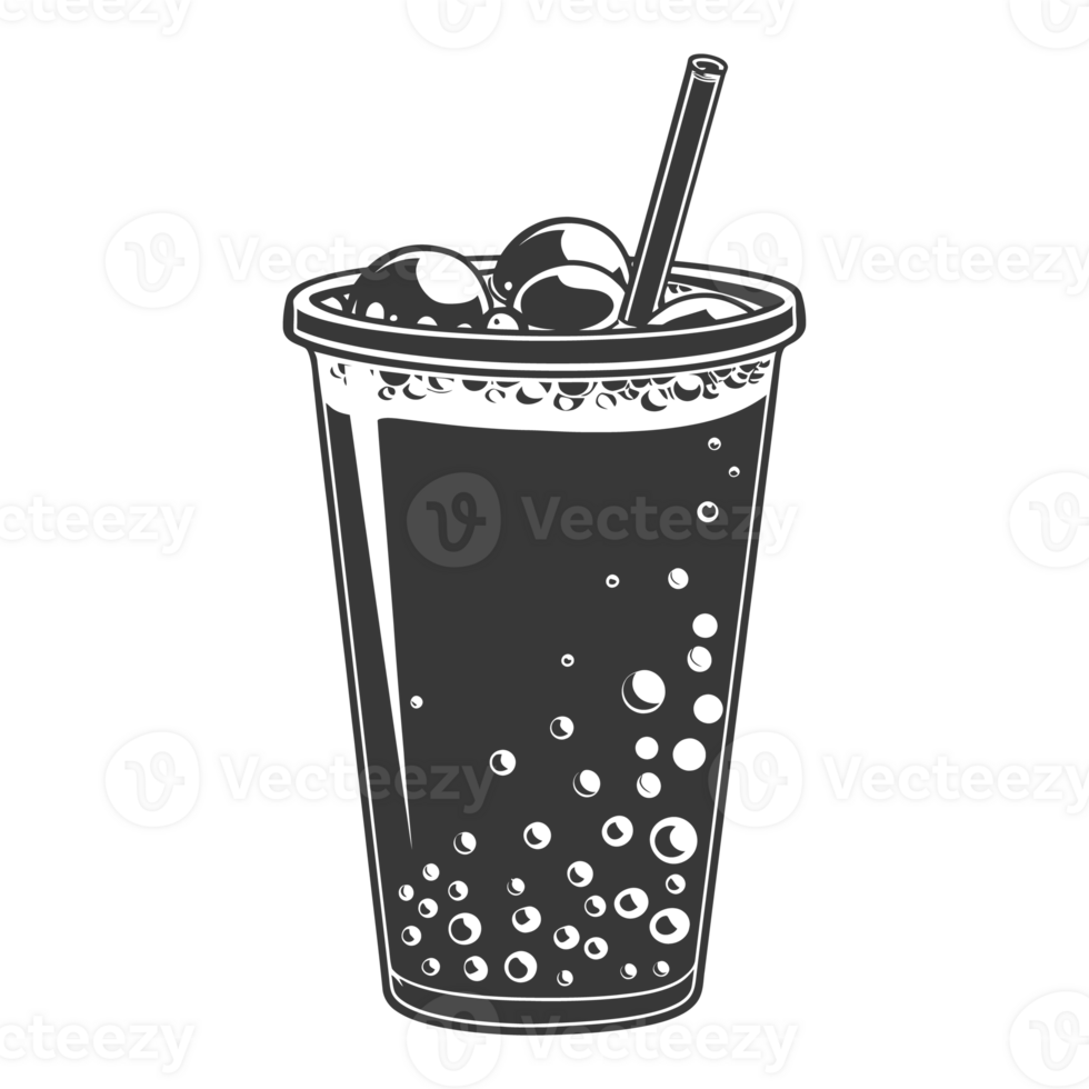 AI generated Silhouette Bubble tea drink black color only png