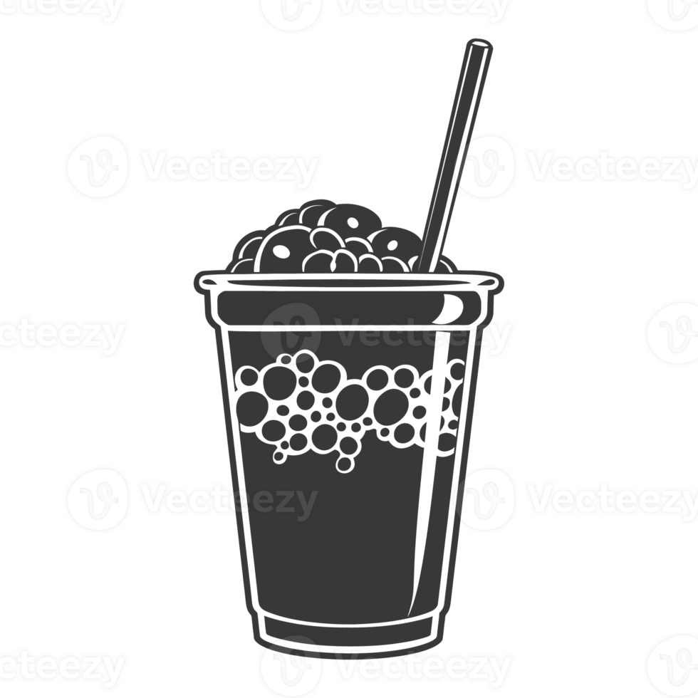 AI generated Silhouette Bubble tea drink black color only png