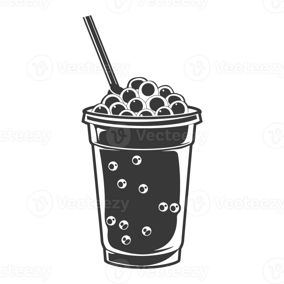 AI generated Silhouette Bubble tea drink black color only png