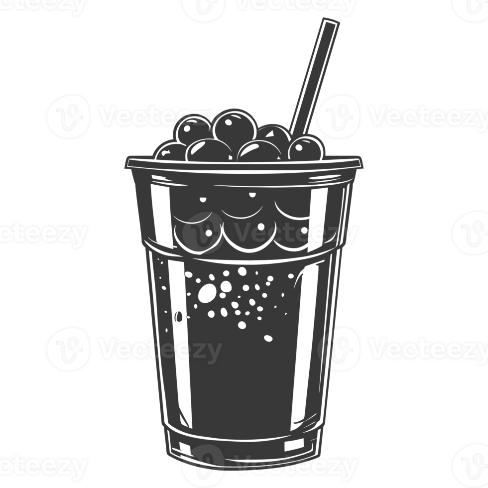AI generated Silhouette Bubble tea drink black color only png