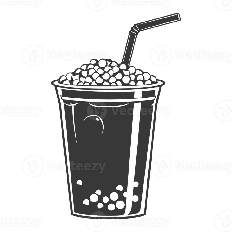 AI generated Silhouette Bubble tea drink black color only png