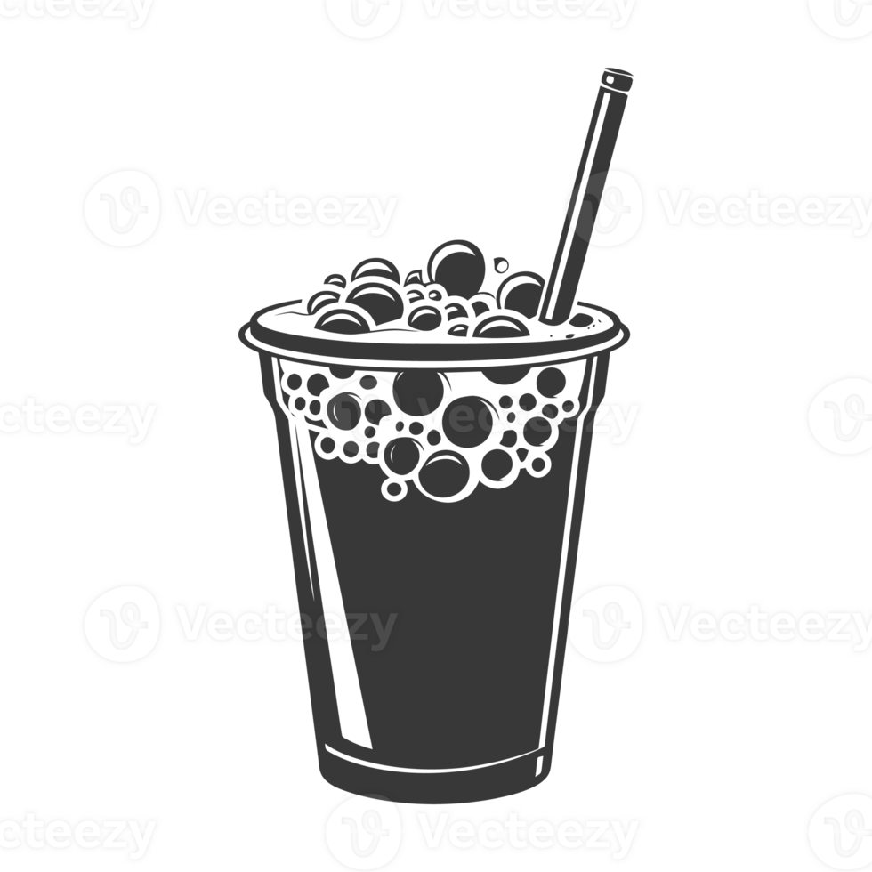 AI generated Silhouette Bubble tea drink black color only png