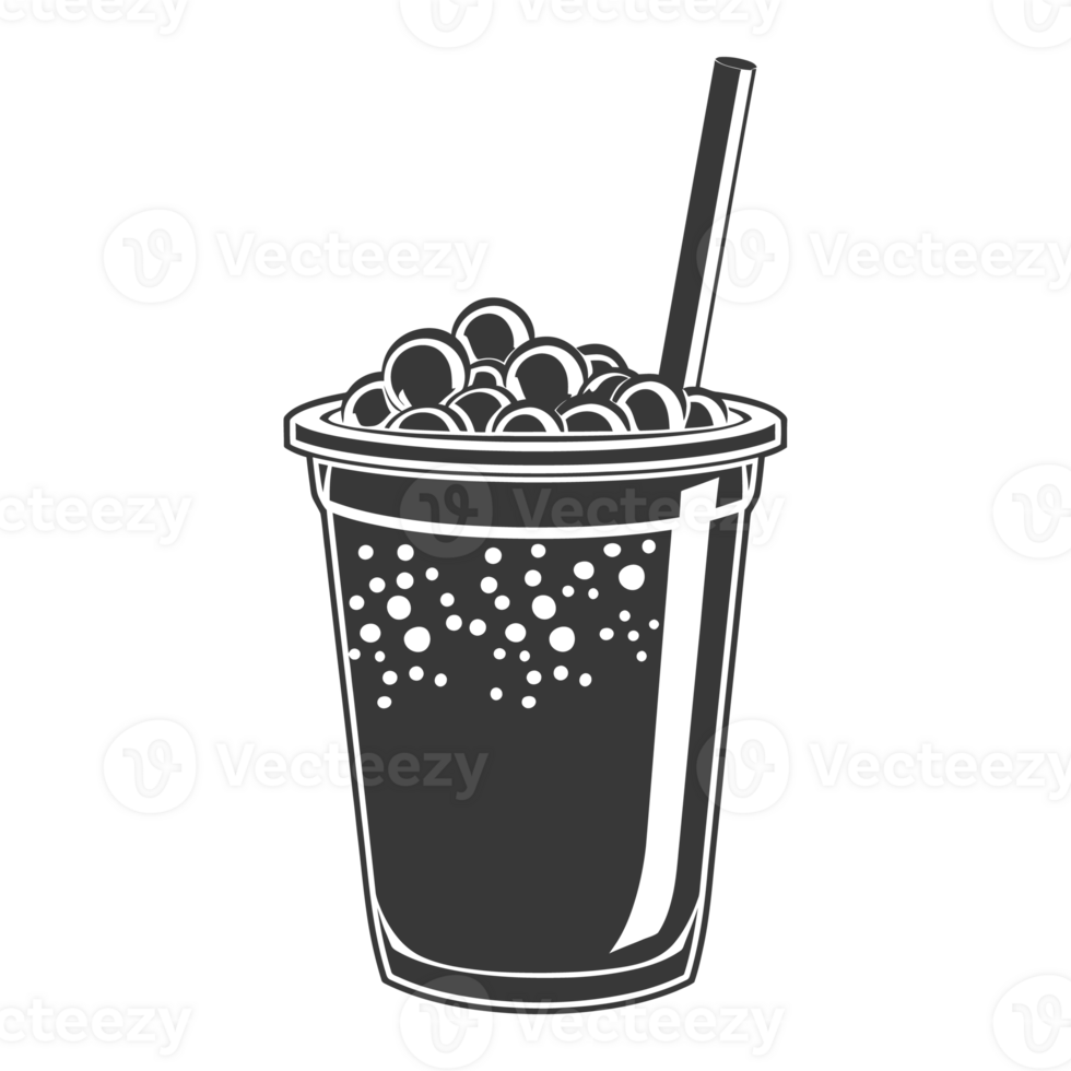 AI generated Silhouette Bubble tea drink black color only png