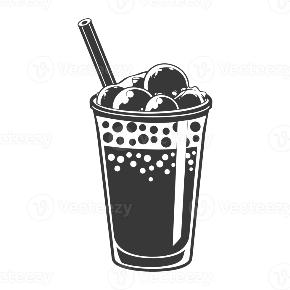 AI generated Silhouette Bubble tea drink black color only png