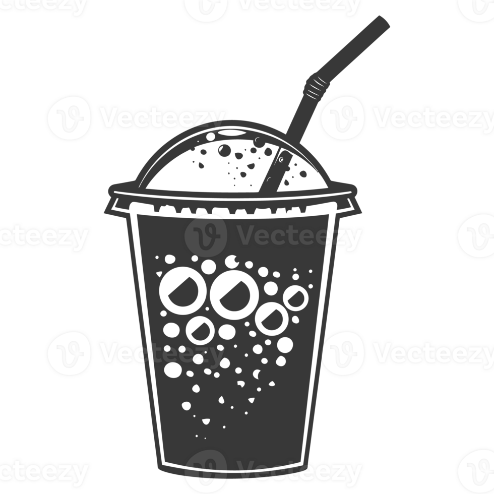 AI generated Silhouette Bubble tea drink black color only png