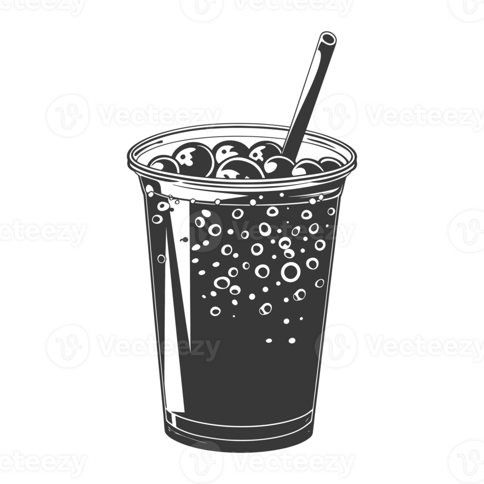 AI generated Silhouette Bubble tea drink black color only png