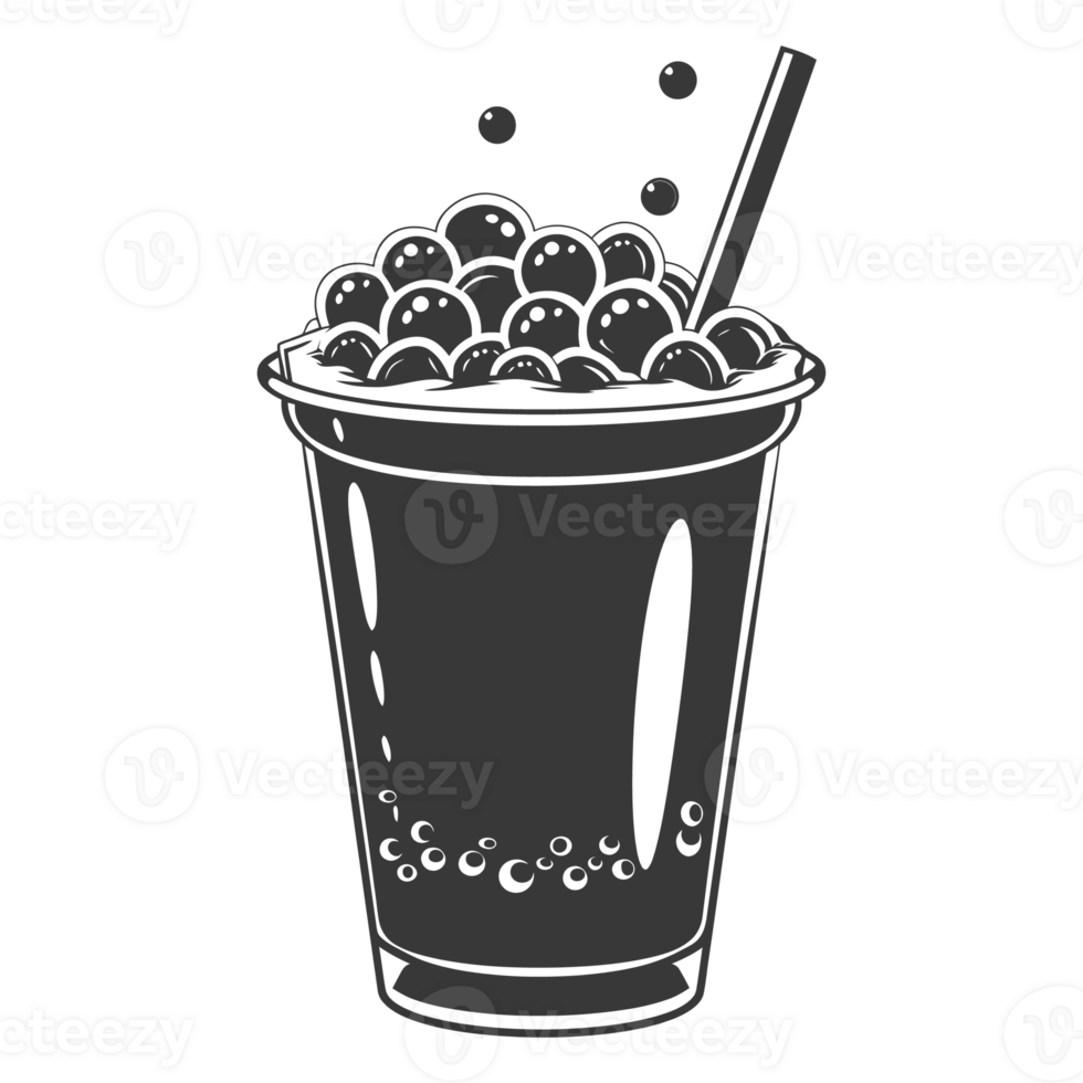 AI generated Silhouette Bubble tea drink black color only png